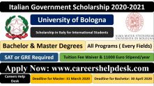 Study Grants At University Of Bologna For International Students, 2021-22